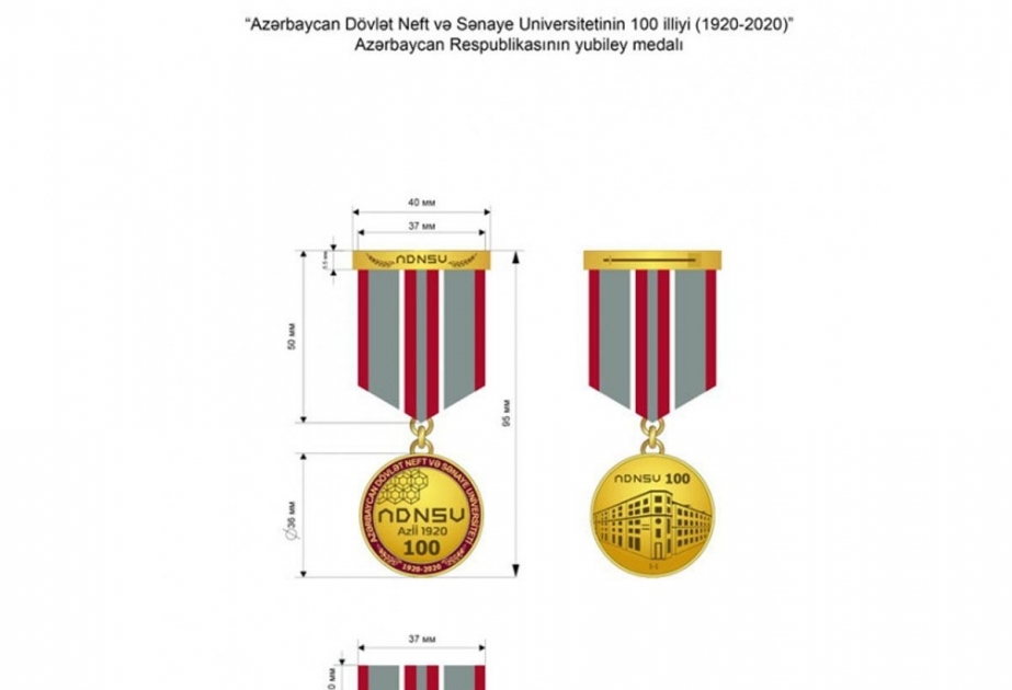 Azərbaycan Dövlət Neft və Sənaye Universitetinin 100 illik yubiley medalı təsis olunub
