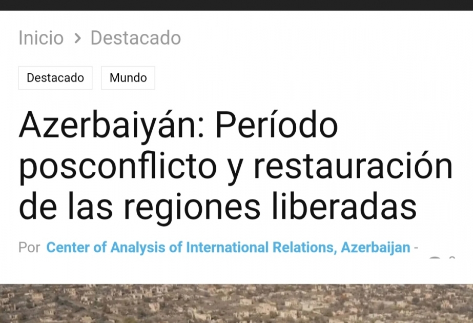 INFOGATE: "Azerbaiyán: Período posconflicto y restauración de las regiones liberadas"
