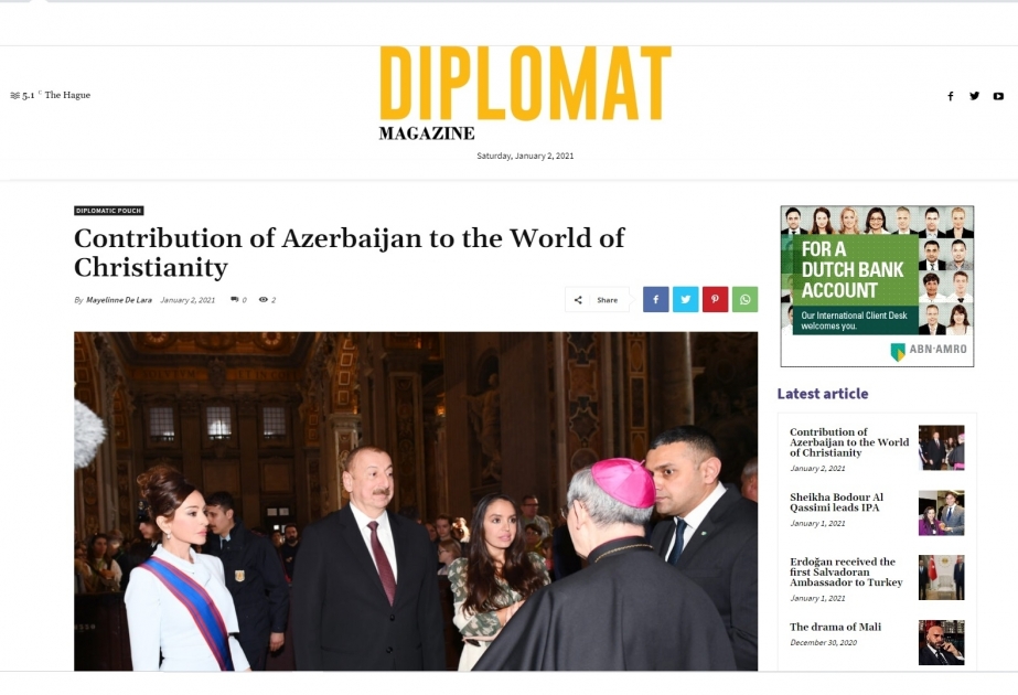 Diplomat Magazine: "Contribución de Azerbaiyán al mundo del cristianismo"