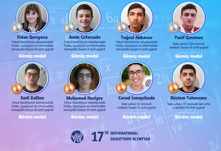 Təhsil Nazirliyi: məktəblilərimiz beynəlxalq olimpiadada 15 medal qazanıblar
