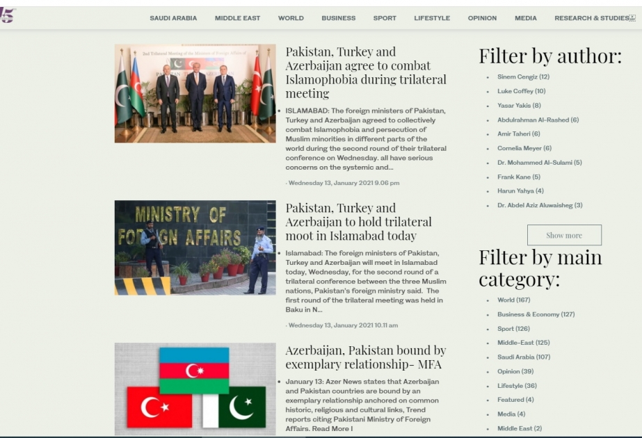 “Arabnews”: Azərbaycan, Türkiyə və Pakistan arasında əlaqələr möhkəmlənir