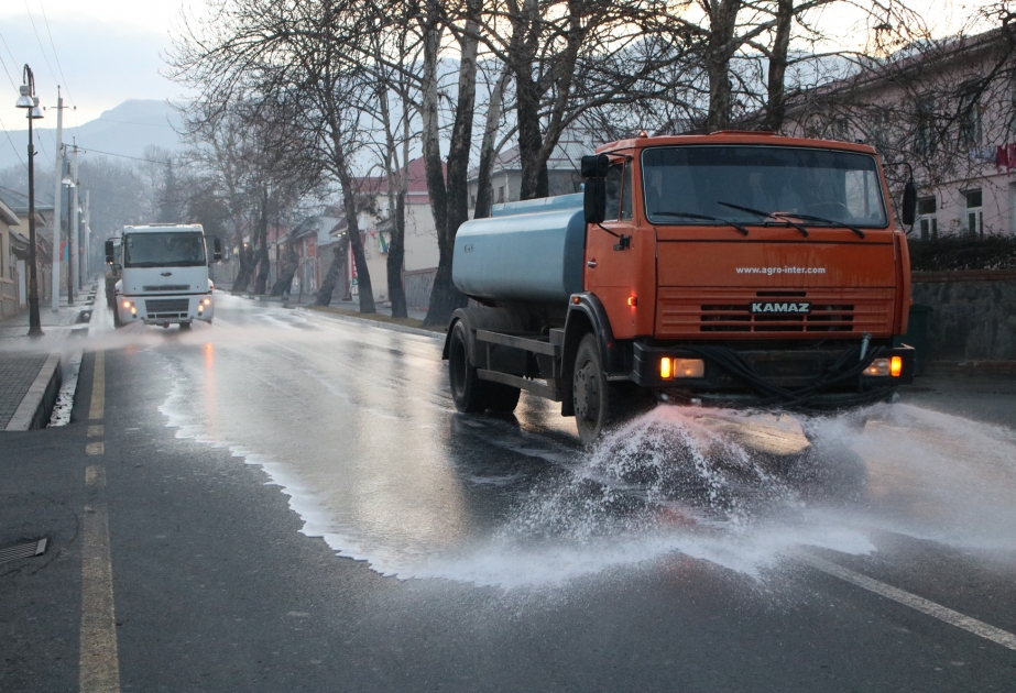 Qax şəhərində dezinfeksiya işləri aparılıb