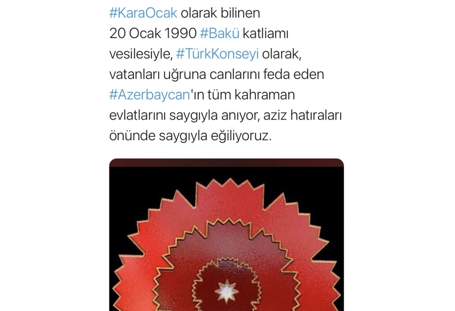 Consejo Turco conmemora a los héroes de Azerbaiyán con motivo del aniversario de la tragedia del 20 de enero