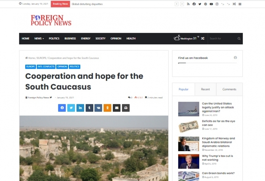 ForeignPolicyNews: “Paz y cooperación para el Cáucaso Meridional”