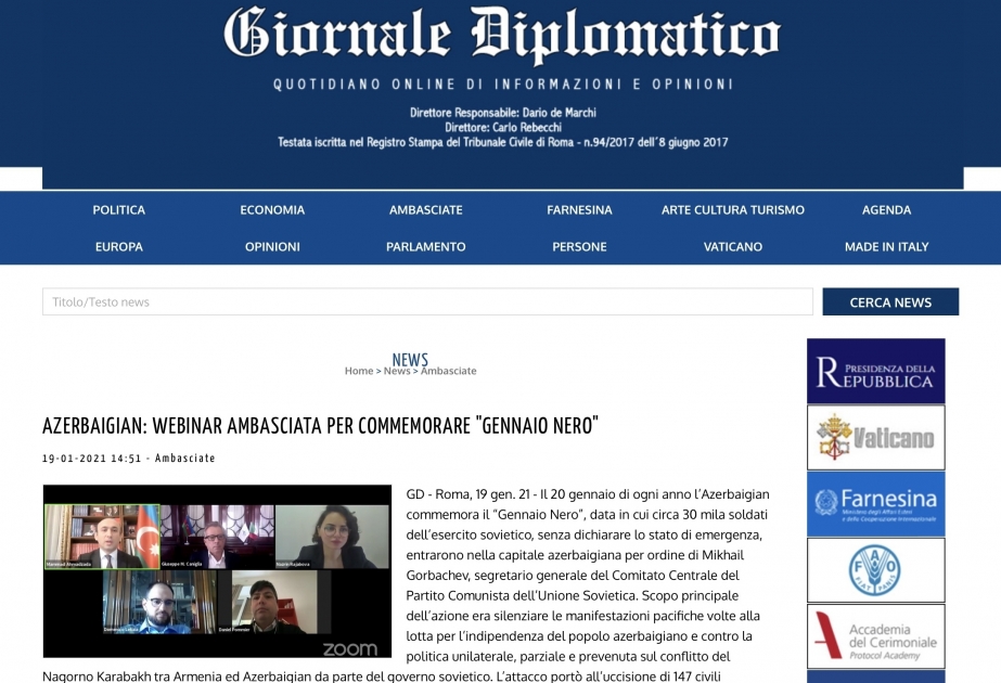 En Roma se recuerda la tragedia del 20 de enero