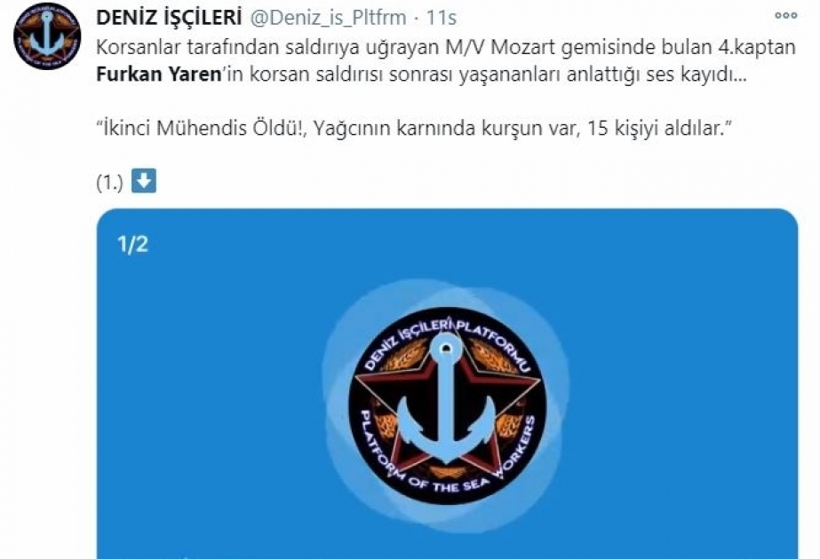 مقتل مهندس أذربيجاني جراء اقتحام قراصنة سفينة موزارت قبالة سواحل نيجيريا