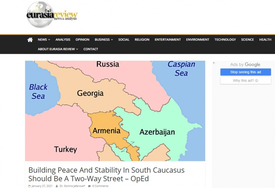 Eurasia Review: Building peace and stability in South Caucasus should be a two-way street