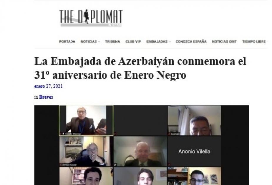 İspaniya portalında 20 Yanvar faciəsinə həsr edilmiş məqalə dərc olunub
