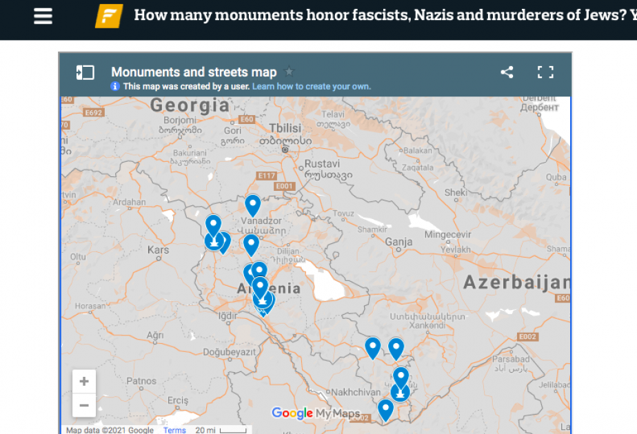 "Forward" publicó un artículo con la lista de monumentos a fascistas y sirvientes nazis en diferentes países del mundo - Armenia es uno de ellos