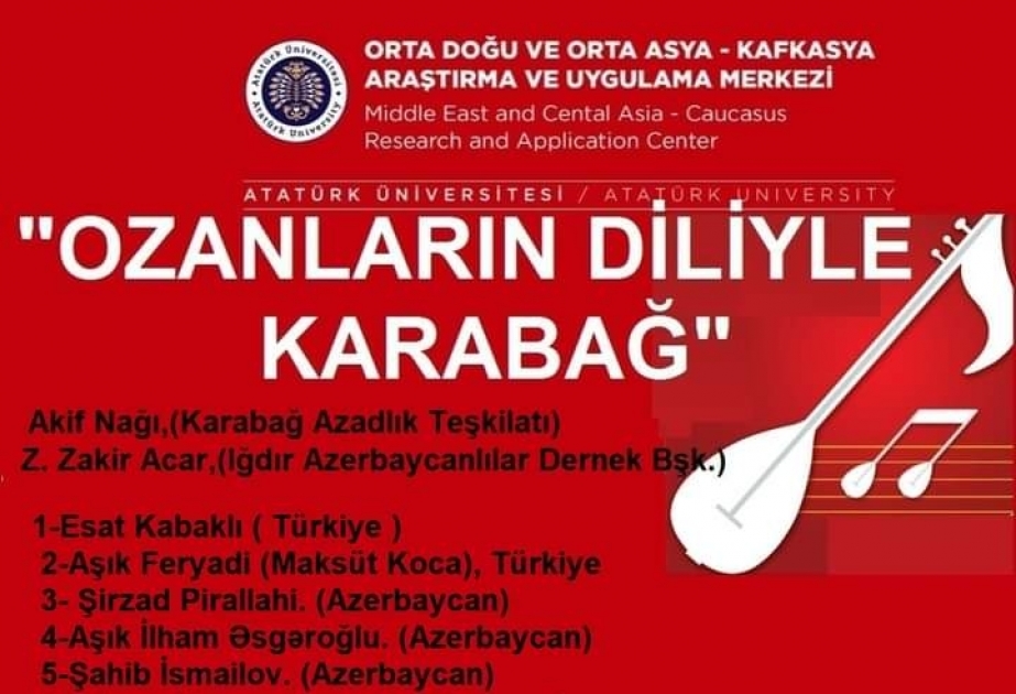 Türkiyədə “Aşıqların dilində Qarabağ” mövzusunda onlayn bədii proqram keçiriləcək