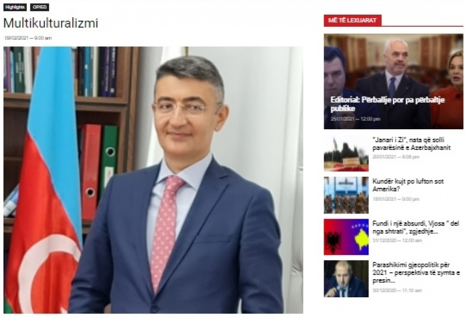 Albaniyanın xəbər portalında ölkəmizin multikultural dəyərlərindən bəhs edən məqalə yerləşdirilib