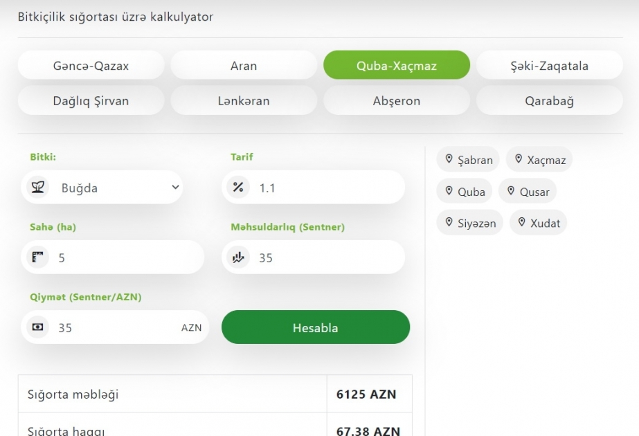 Azərbaycanda ilk dəfə aqrar sığorta kalkulyatoru istifadəyə verilib