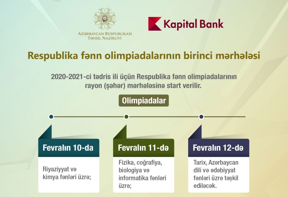 Sabah tarix, Azərbaycan dili və ədəbiyyat üzrə fənn olimpiadalarının birinci mərhələsi keçiriləcək