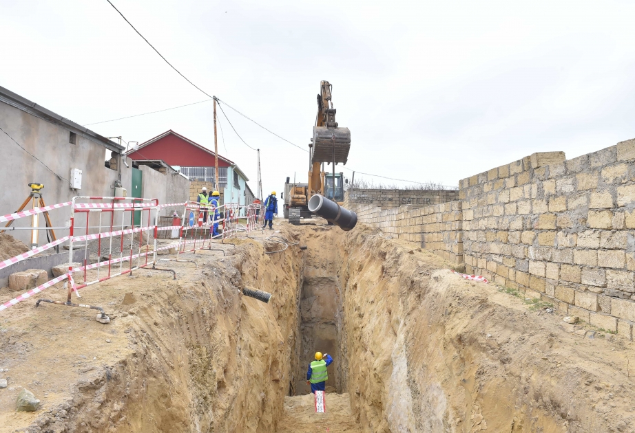 Saray qəsəbəsində tullantı sularının axıdılması xidmətləri ilə bağlı yeni layihənin icrasına başlanılıb