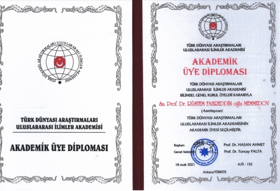 Азербайджанский ученый избран членом Международной академии наук исследований тюркского мира