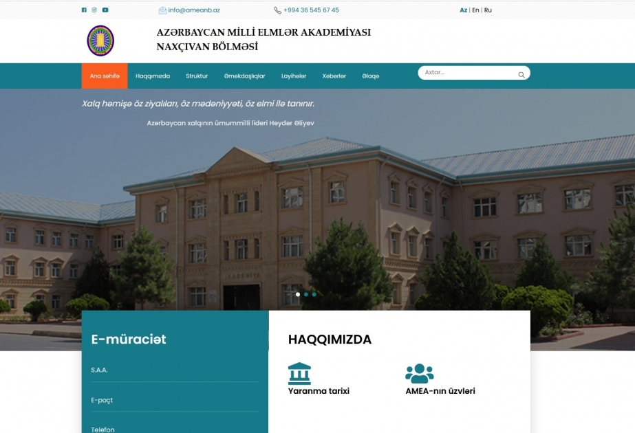 AMEA Naxçıvan Bölməsinin yeni saytı üç dildə fəaliyyət göstərəcək