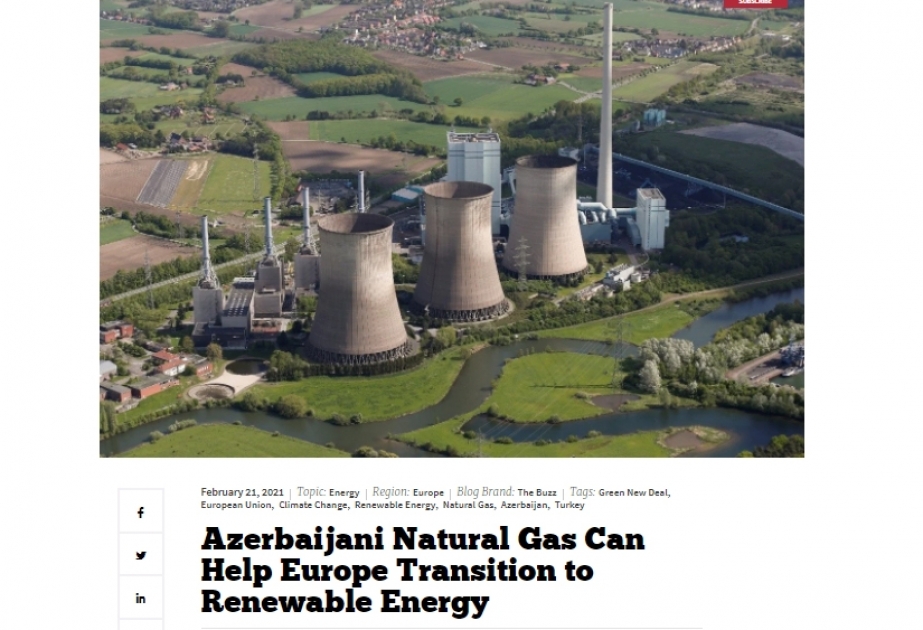 Azərbaycan təbii qazı Avropanın bərpa olunan enerjiyə keçməsinə kömək edə bilər