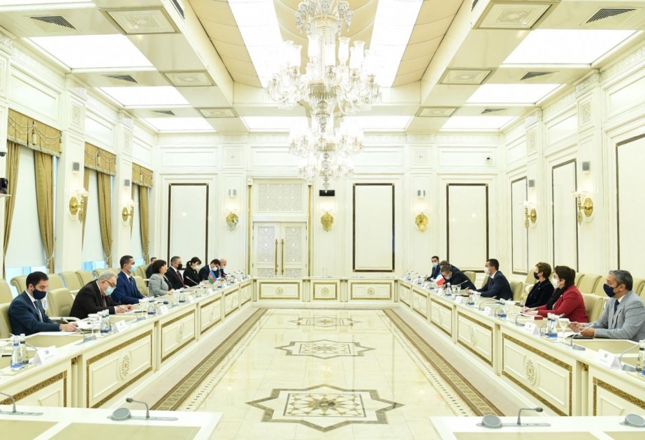 La presidenta del parlamento azerbaiyano se reunió con una delegación de la Asamblea Nacional francesa