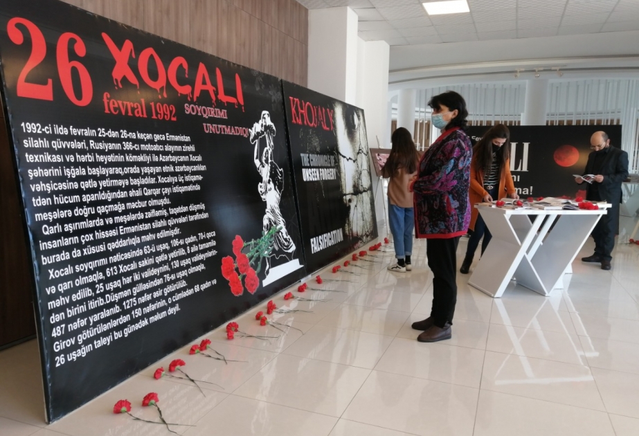 Şəki Heydər Əliyev Mərkəzində Xocalı soyqırımının ildönümünə həsr olunmuş sərgi açılıb