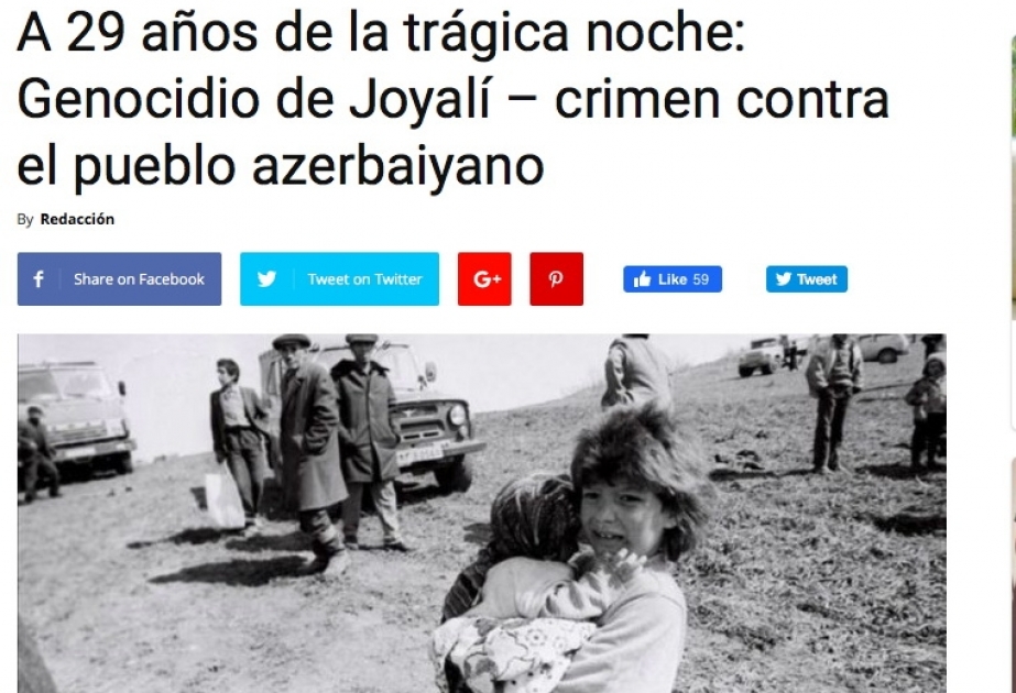 Xocalı soyqırımı Peru mətbuatında geniş işıqlandırılıb