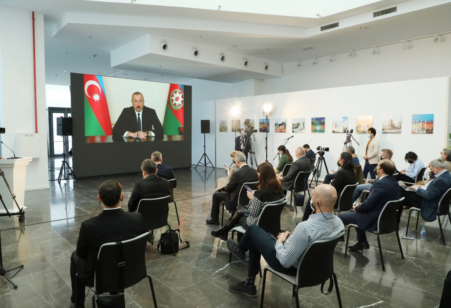 President Ilham Aliyev gives press conference for local and foreign media representatives VIDEO