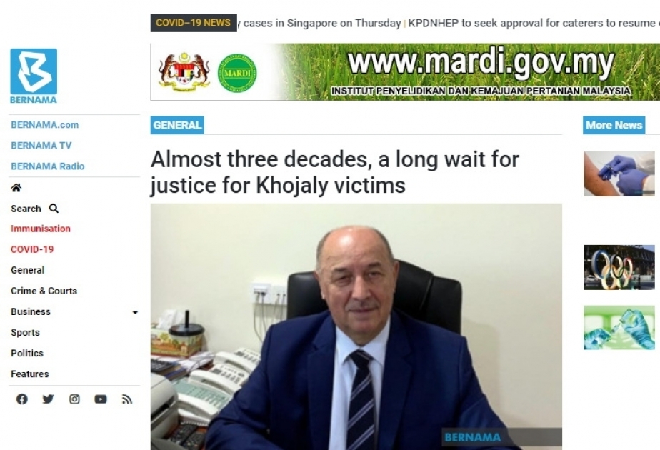 BERNAMA news agency: Almost three decades, a long wait for justice for Khojaly victims