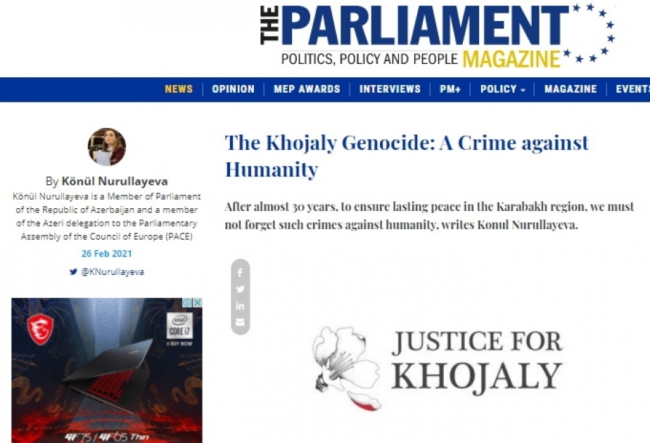 “The Parliament Magazine”: “Xocalı soyqırımı – bəşəriyyət əleyhinə cinayət”
