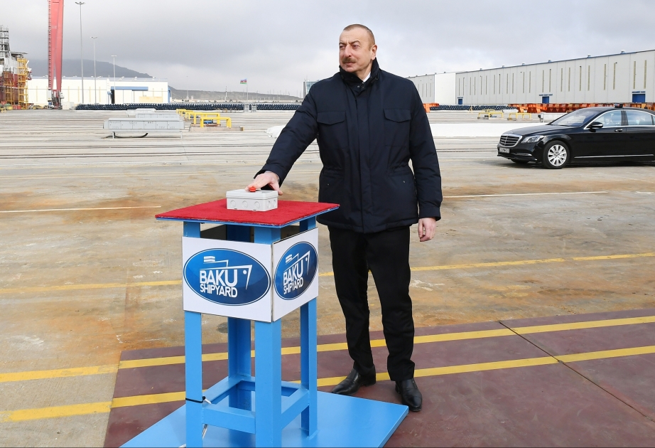 President Ilham Aliyev and first lady Mehriban Aliyeva attended sail away of “Academician Zarifa Aliyeva” and launch of “Azerbaijan” Ro-Pax type vessels VIDEO