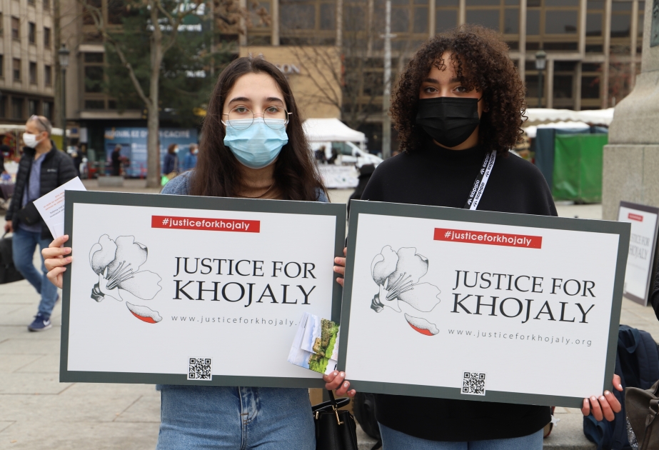 Strasburqun Kleber meydanında Xocalı soyqırımı ilə əlaqədar aksiya keçirilib