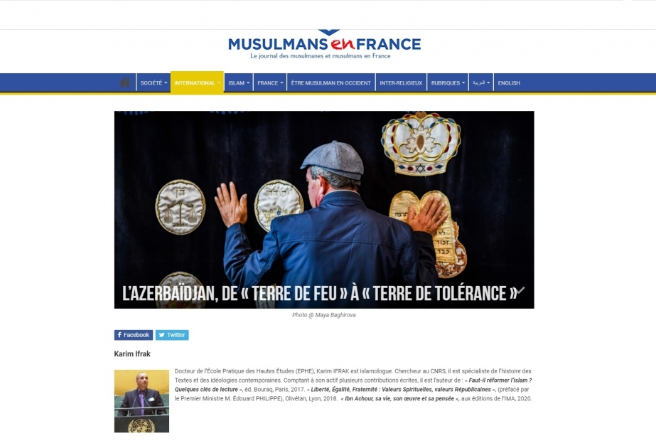 Un site web français parle du multiculturalisme azerbaïdjanais