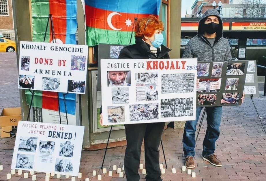 Boston Azerbaijanis stage silent protest to commemorate the anniversary of the Khojaly genocide