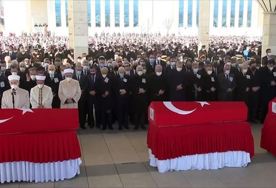 Türkiyədə helikopter qəzasında şəhid olan hərbçilər üçün Ankarada vida mərasimi keçirilib