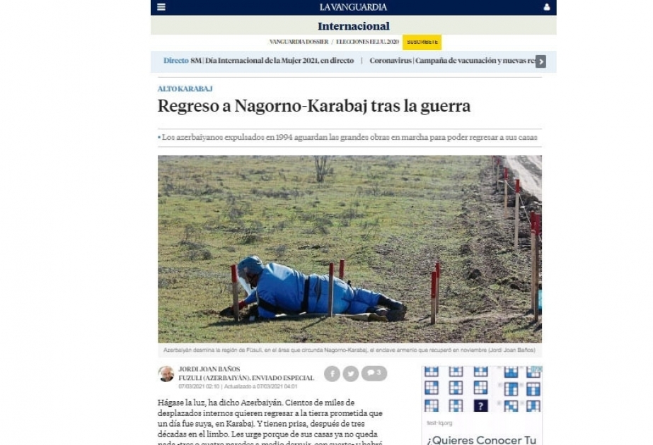 La Vanguardia: "Regreso a Nagorno-Karabaj tras la guerra"