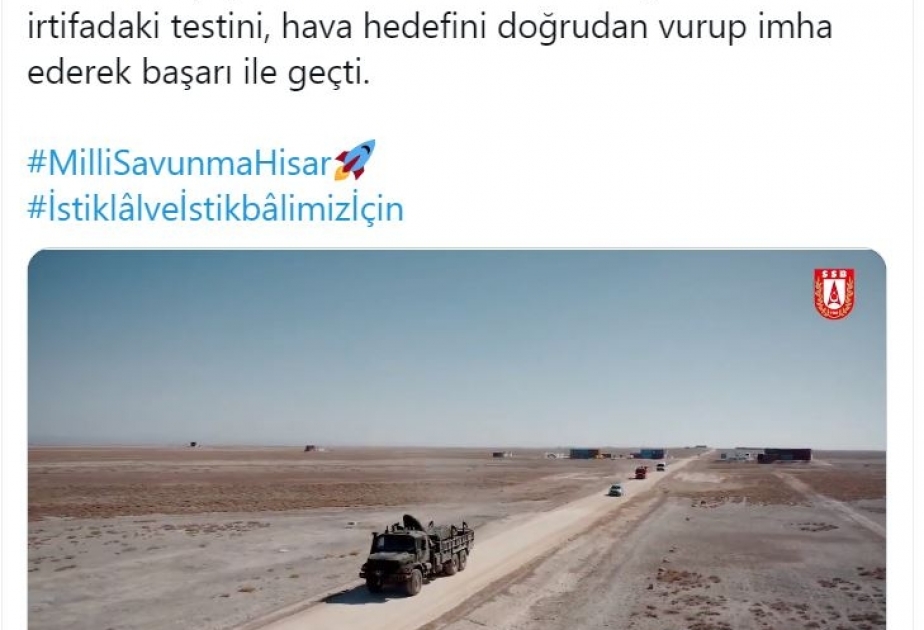 Türkiyənin “Hisar-O” raketdən müdafiə sisteminin sınağı uğurlu olub