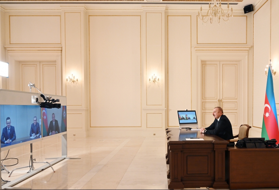 Prezident İlham Əliyev Macarıstanın xarici işlər və ticarət nazirini videoformatda qəbul edib YENİLƏNİB VİDEO