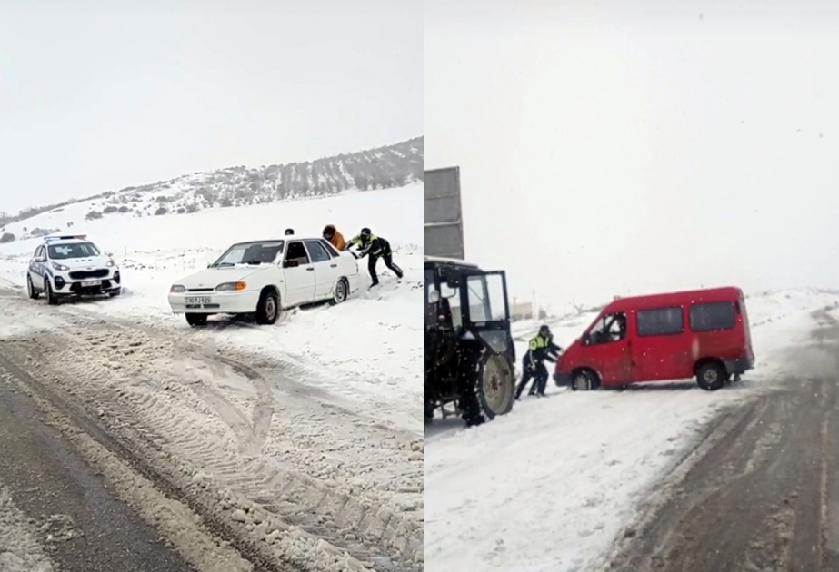 Xızıda polis yolda qalan sürücülərə kömək edib