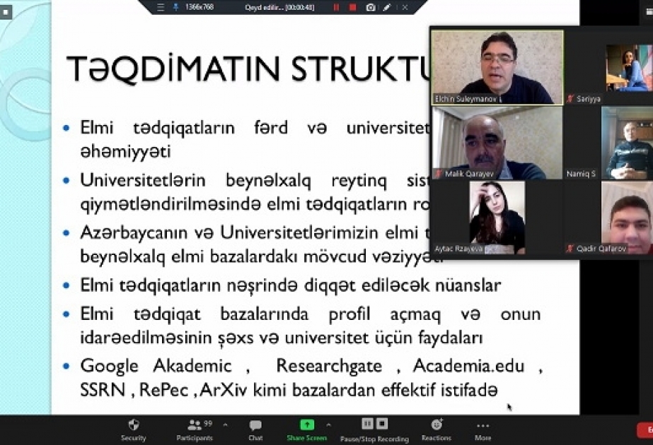 Azərbaycan Texniki Universitetində magistrantlar üçün onlayn elmi-praktik seminar