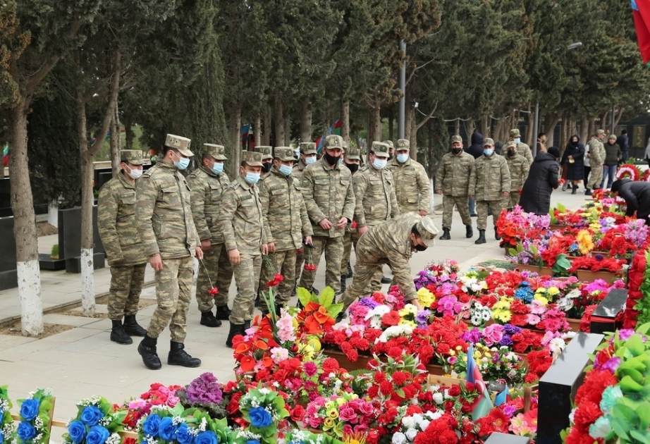 Servicemen of Azerbaijani Army visit graves of heroic sons of Motherland who died as Shehids