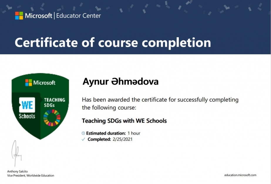 BSU-nun əməkdaşları “Microsoft Educator” sertifikatları əldə ediblər