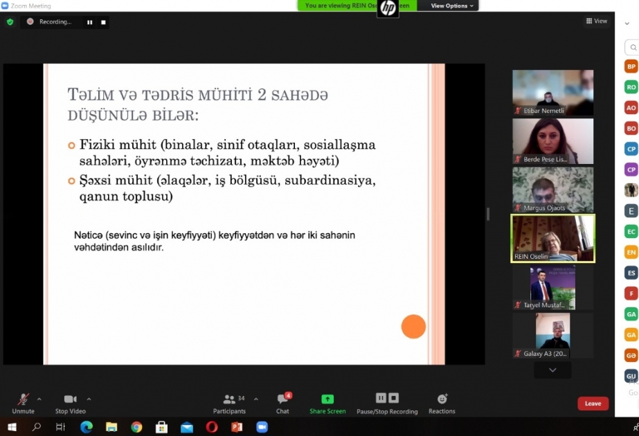 “Tədris və təlimdə əlverişli mühitin yaradılması” mövzusunda vebinar keçirilib