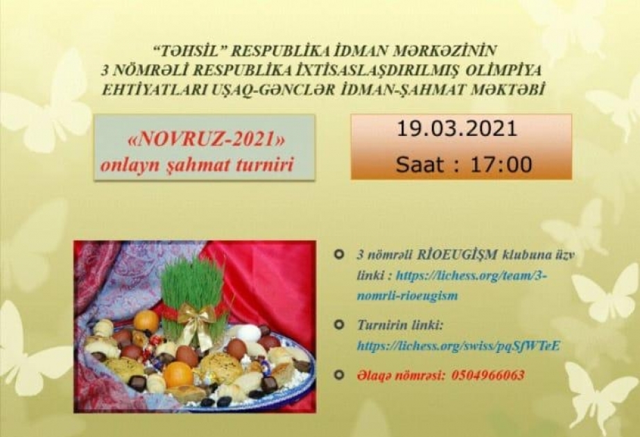 “Novruz-2021” onlayn şahmat turniri keçiriləcək