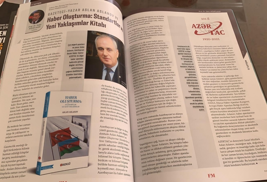 AZƏRTAC-ın İdarə Heyəti sədrinin “İnformasiya yaradıcılığı: standartlar və yeni yanaşmalar” kitabı barədə Türkiyə mediasında geniş məlumat yayılıb