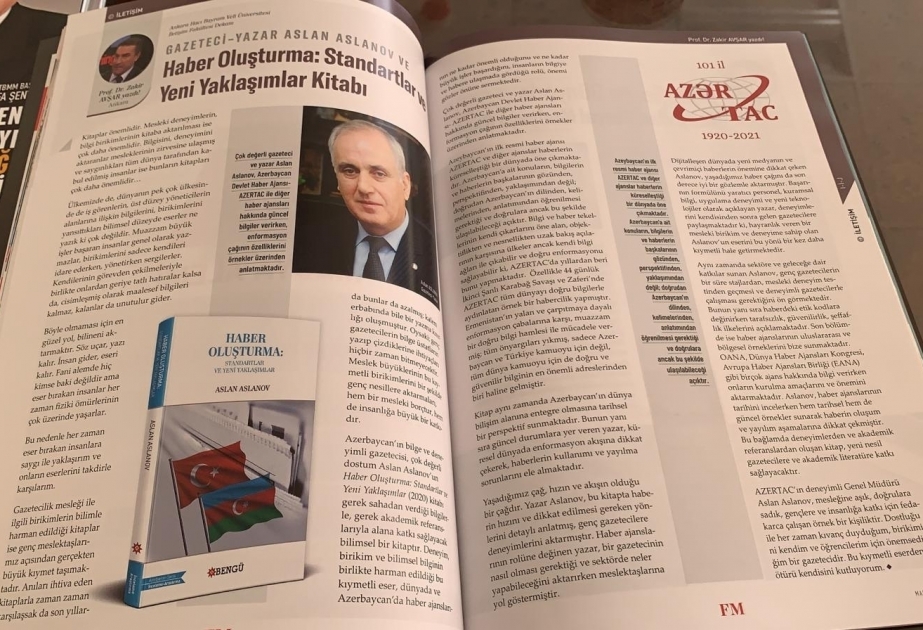 Se difundió en los medios de comunicación turcos información detallada sobre el libro "Creación de información: normas y nuevos enfoques", del presidente de la junta directiva de AZERTAC