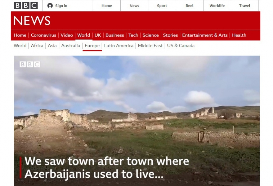 BBC-nin müxbiri Azərbaycanın işğaldan azad olunmuş ərazilərindən süjet hazırlayıb