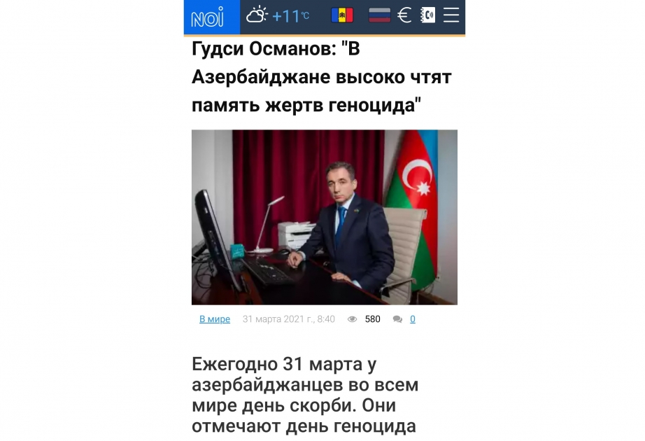Moldova mətbuatında Azərbaycanlıların Soyqırımı Günü ilə bağlı bir sıra məqalələr dərc edilib