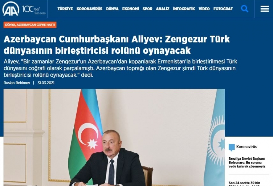 Prezident İlham Əliyevin Türk Şurasının Zirvə görüşündəki çıxışı Türkiyə mediasında geniş işıqlandırılıb