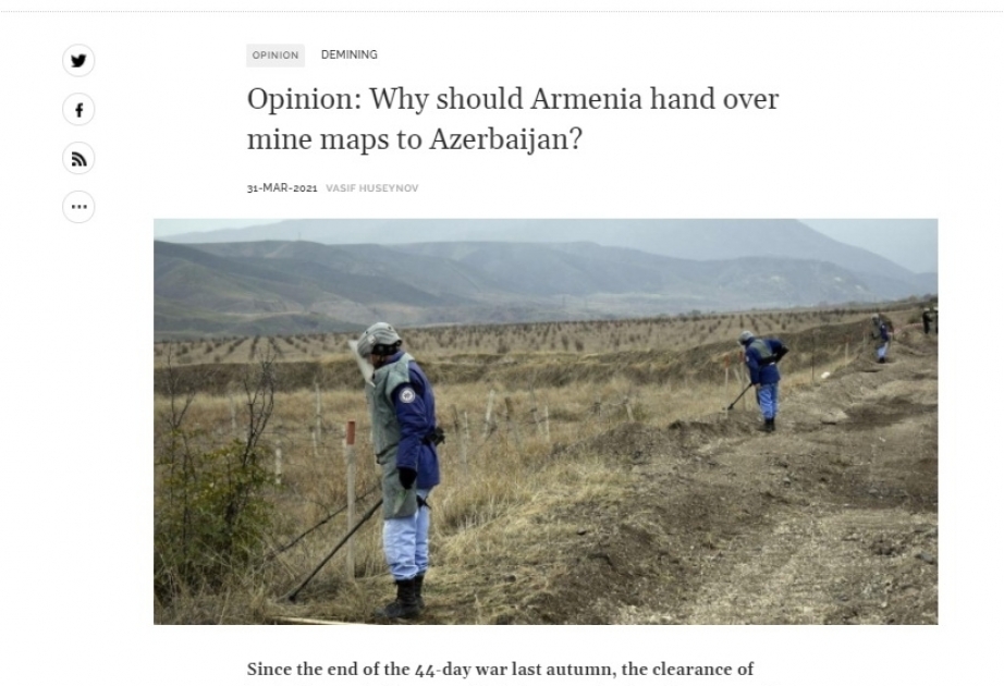 KarabakhSpace.eu: Why should Armenia hand over mine maps to Azerbaijan?