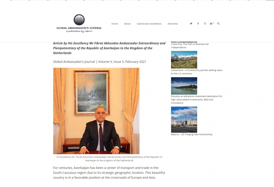 Global Ambassador's Journal: Azerbaijan as an ancient center of trade and transport