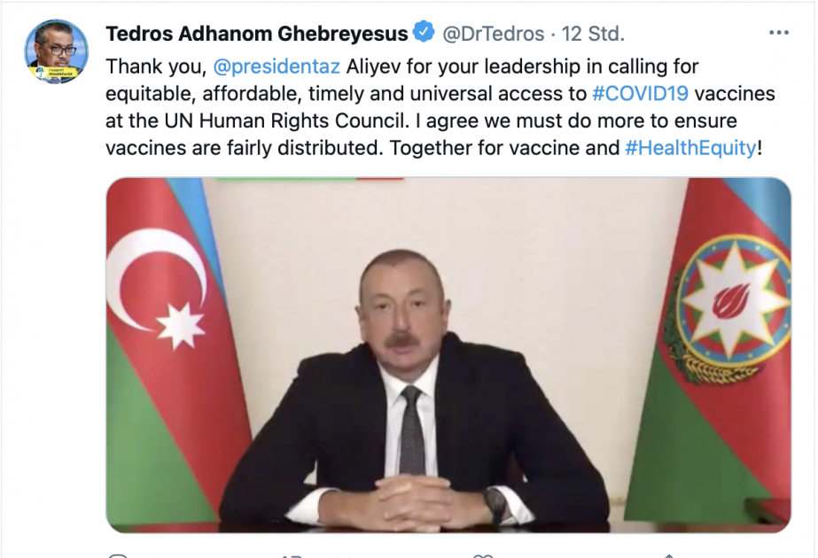 El Director General de la OMS da las gracias al Presidente de Azerbaiyán