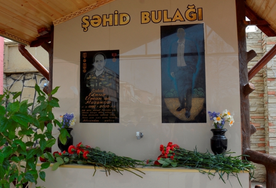 Ağstafada şəhid Elnur Həsənovun xatirəsinə bulaq inşa edilib